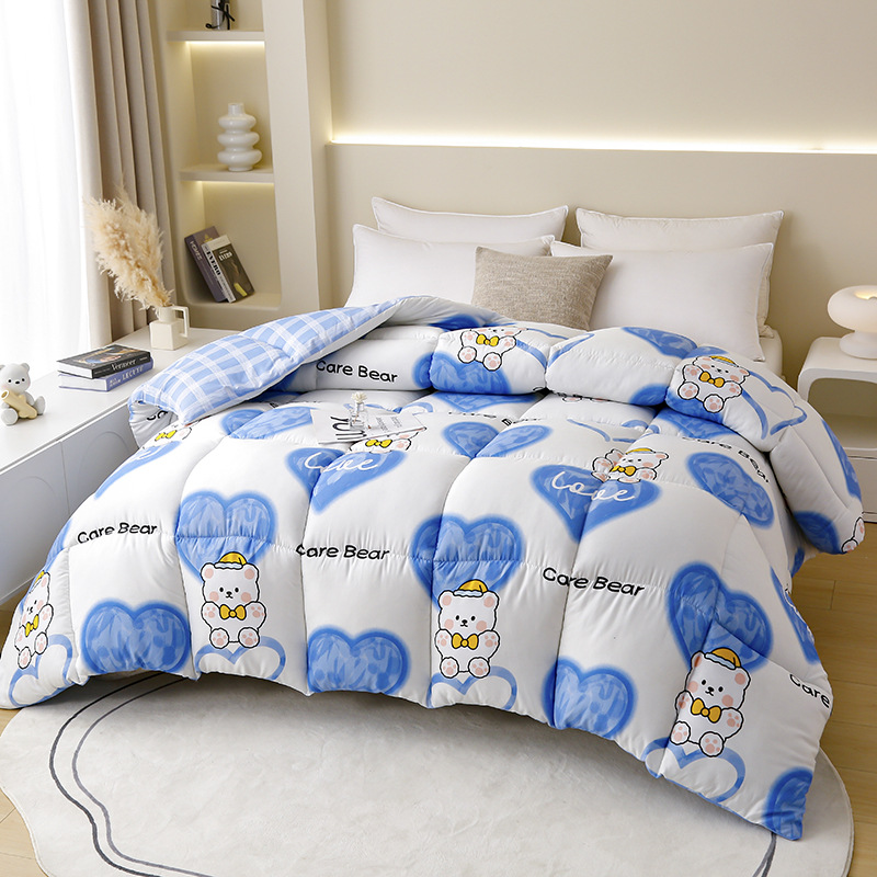 Picture of Factory wholesale thick warm winter quilt single student dormitory quilt double core bedding four seasons feather silk quilt