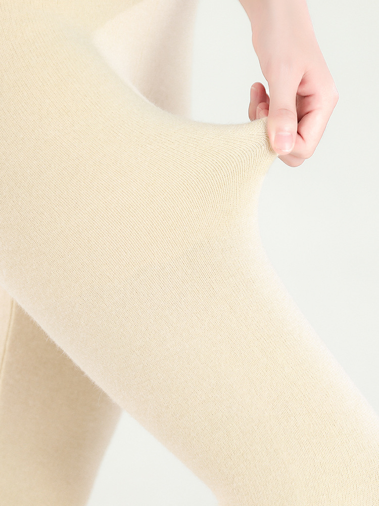 Picture of Women's Autumn and Winter Seamless Thermal Knit Leggings Non-Wool Thickened Inner Knit Pants Four-Way Pants