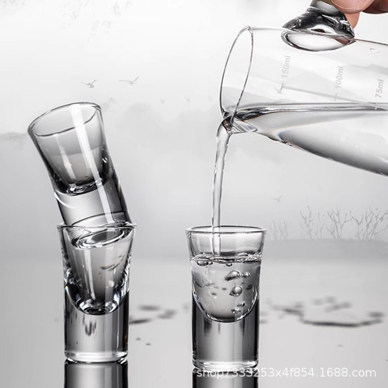 Picture of Bar Thick Bottom Bullet Cup Hotel Liquor Cup Spirits Cup Household Small Wine Cup Glass Small Wine Cup Wine Dispenser suit