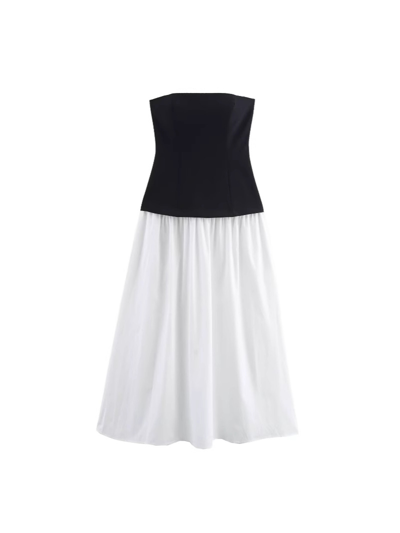 2025 spring new European and American cross-border women's clothing wholesale romantic temperament women's tube bra stitching dress