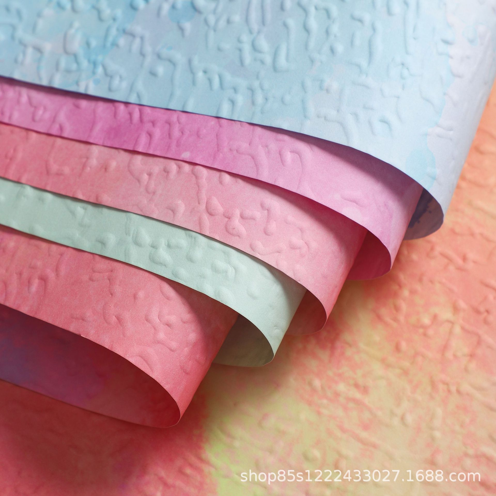 Zhuo fiber floral material batik embossed paper gradient color bouquet material blooming floral paper gift thickened flower wrapping paper