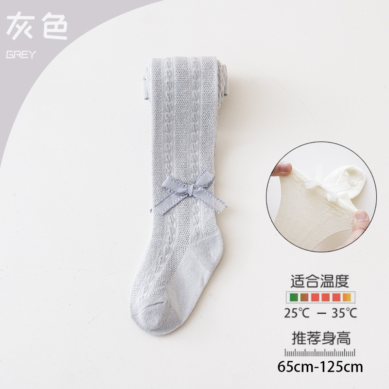 Picture of Summer mesh pantyhose girls leggings Princess wind lace bow breathable anti-mosquito children's pantyhose wholesale