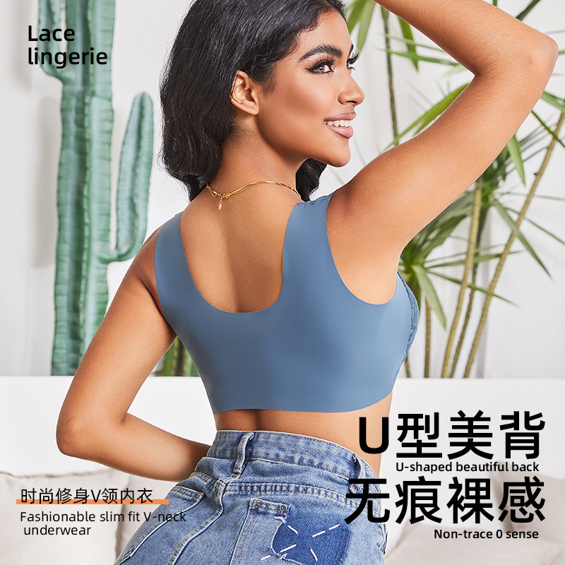 Picture of TEMU Explosions European and American Cross-border plus size Gather Front Buckle Bra Fixed Cup Lace Vest Bra Ladies