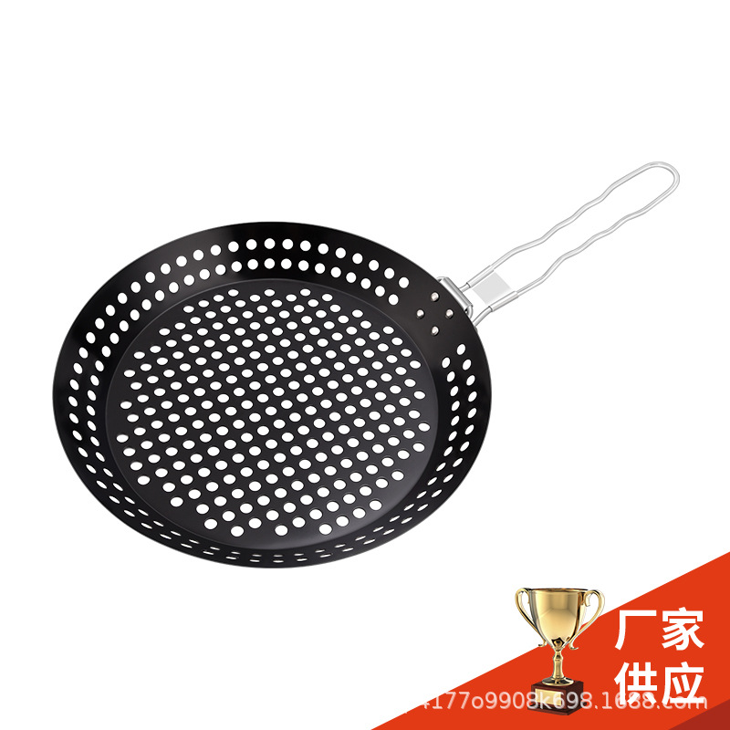 Picture of Source manufacturers round hollow wooden handle barbecue plate outdoor vegetable plate barbecue plate outdoor BBQ plate portable