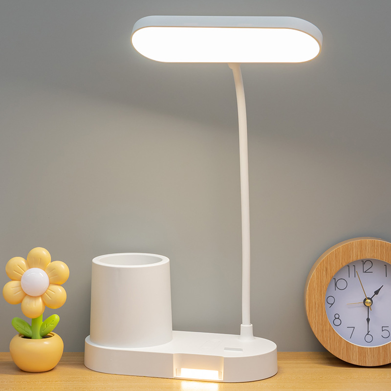 Storage Pen Holder Desk Lamp Learning Eye Protection Homework Plug-In Charging Model Study Dormitory Bedside High-End Bedroom