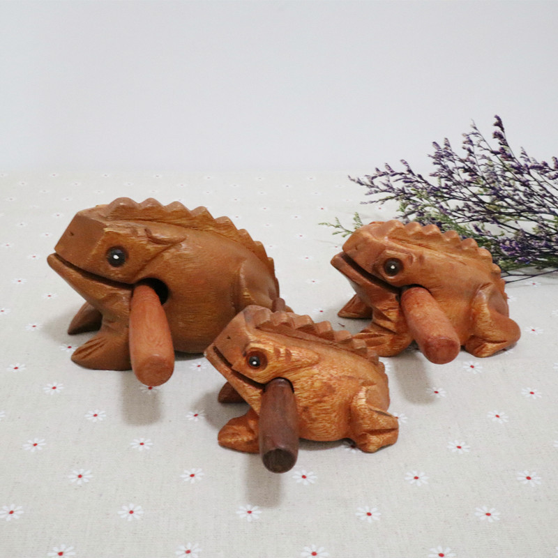 Thailand Frog Wood Carving Ornaments Hand Carved Toad Wood Fish Creative Sound Toy Solid Wood Toad Wood Frog Craft