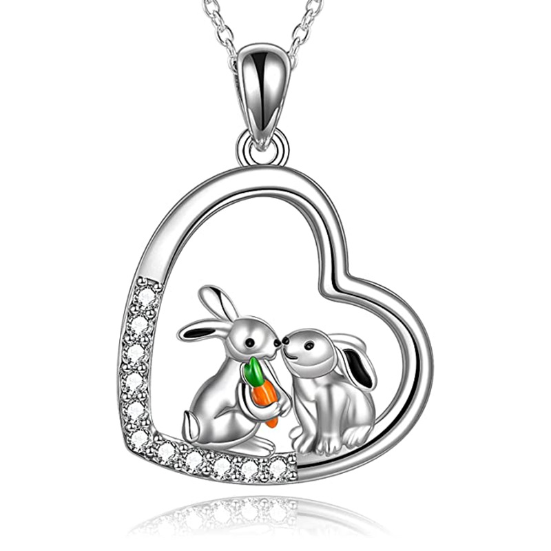 Cross-border new jewelry creative cute rabbit carrot heart-shaped pendant necklace personalized simple necklace for women