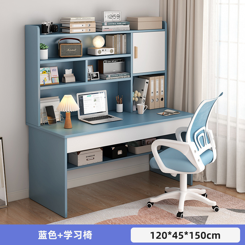 Picture of Student home study desk, children's desk, bookshelf combination table and chair set, simple bedroom, children's writing desk