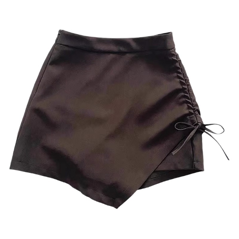 Women's skirt spring 2024 New High waist slimming A- line skirt design pleated drawstring one-step hip skirt
