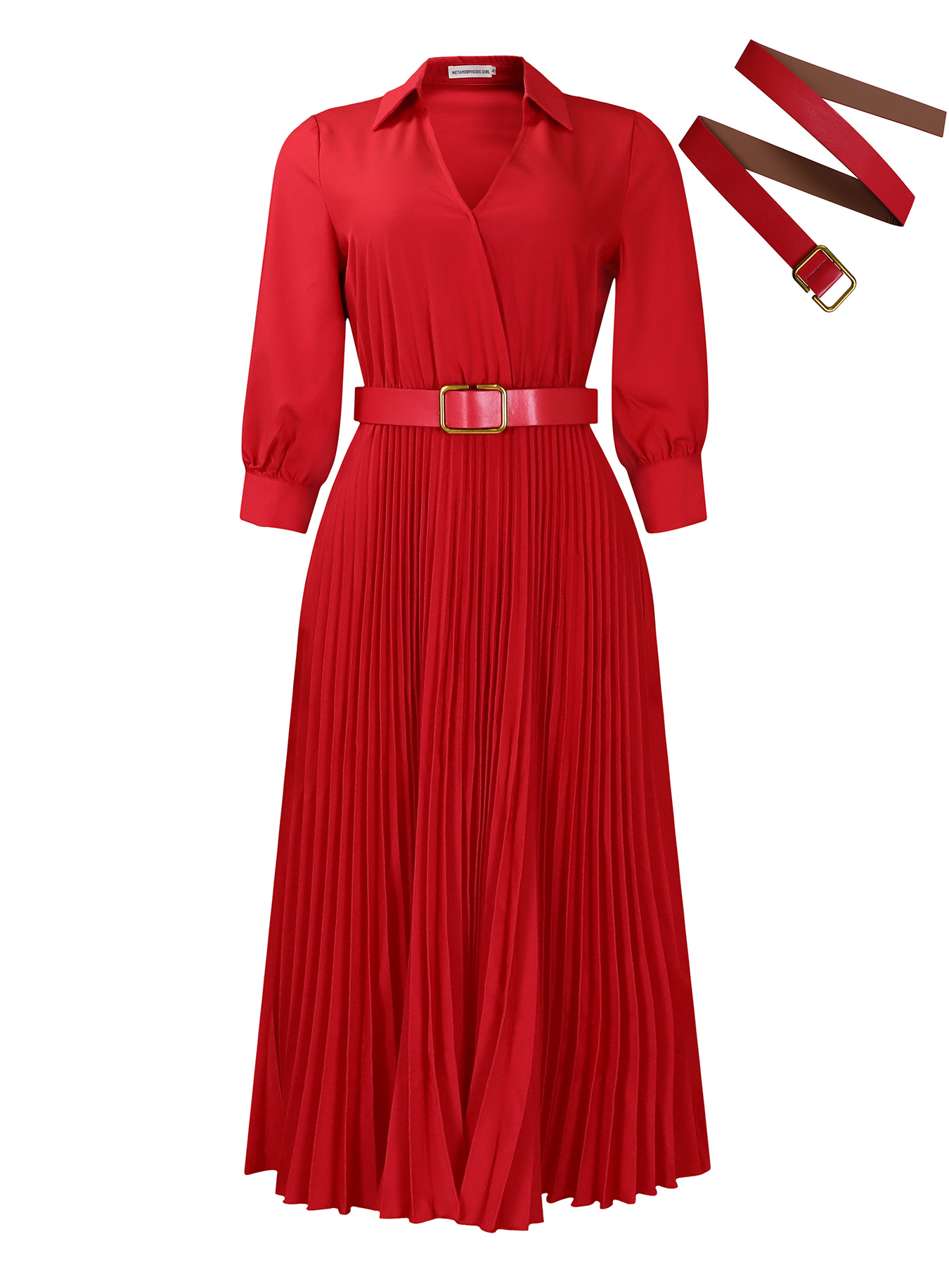 Picture of D472 Amazon Independent Station Export 2024 Spring New European and American Clothing Cross-Border Pure Color Large Size Cross-Border Dress