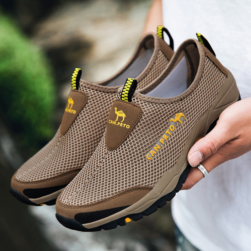Plus Size Men's Sports Casual Shoes Breathable Walking Shoes Outdoor Camel Trekking Men's Mesh Elderly Shoes Walking Shoes