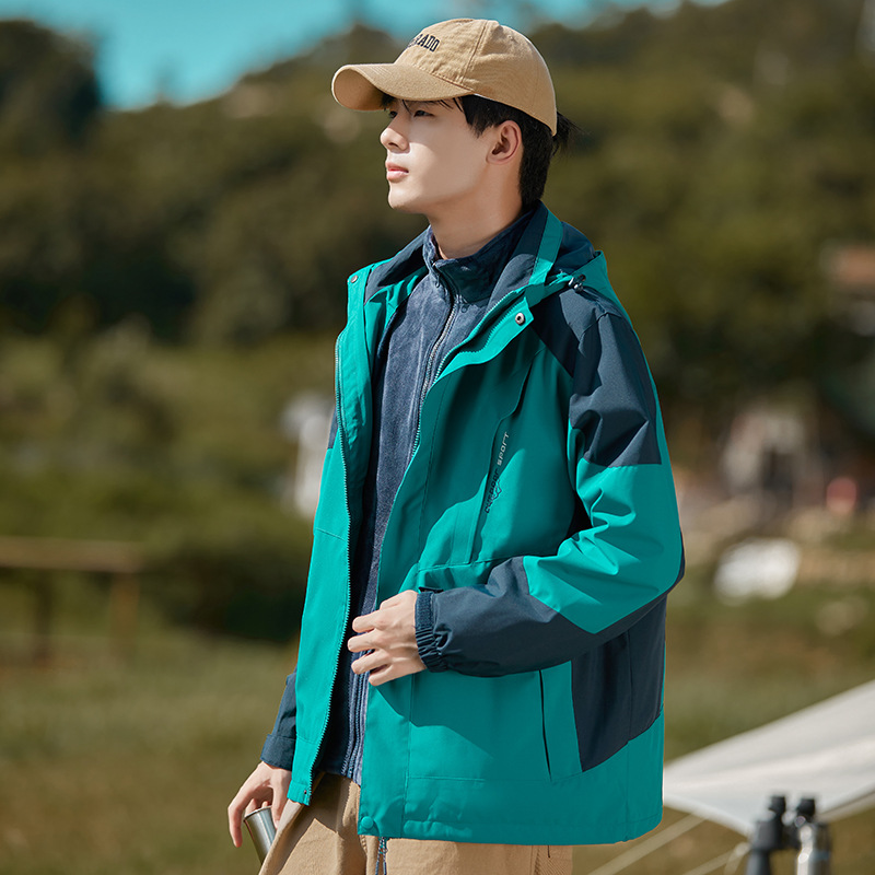 Three-in-one jacket for men and women, outdoor winter thickening, youth mountaineering, leisure, warmth, couple mountaineering clothing, jacket trend
