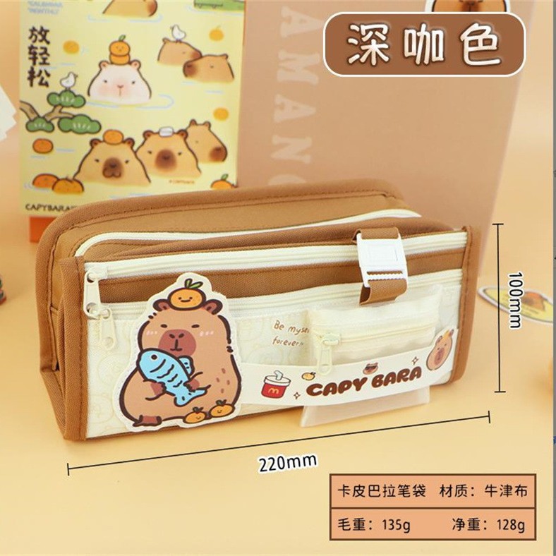 Picture of 3877 New Black and White Puppy Super Large Capacity Student Pencil Bag Multi-compartment Student Stationery Storage Pencil Bag