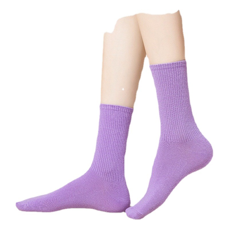 Modern dance socks women's solid color breathable Chinese classical dance mid-calf socks all-match pile socks antibacterial deodorant cotton stockings