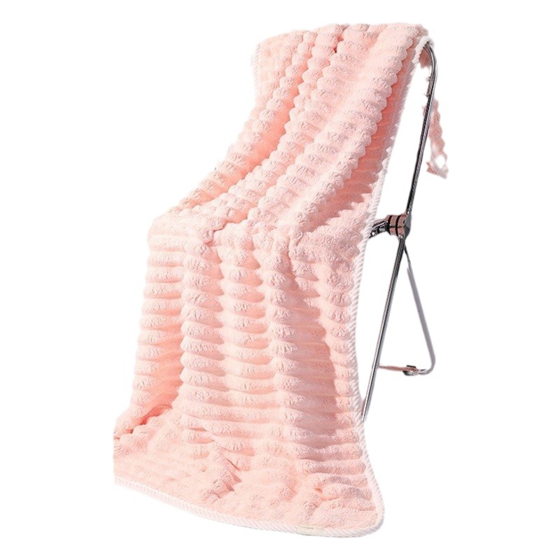 New coral fleece striped large bath towel extra thick soft super absorbent wholesale household bath towel lint-free