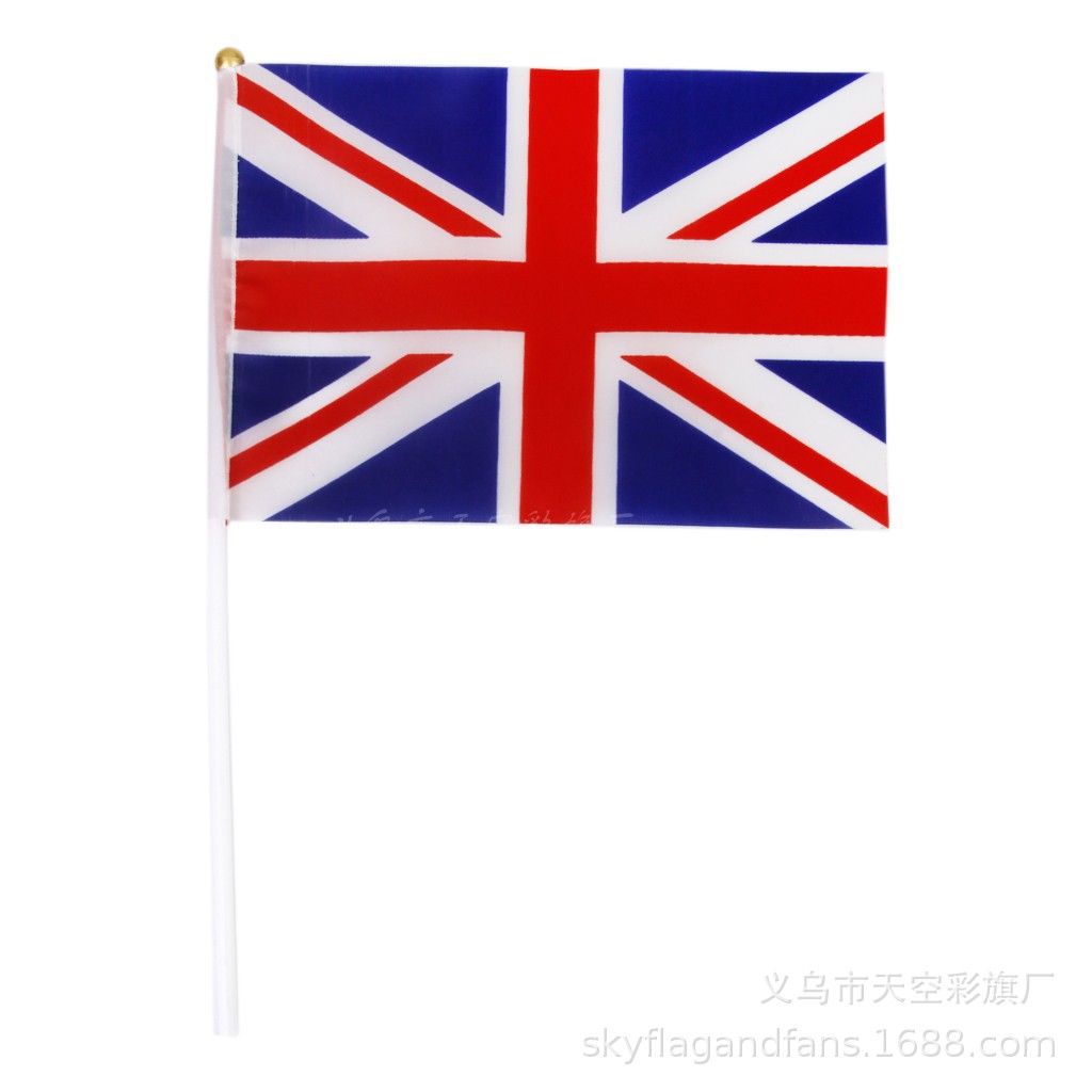 British hand flag No. 8 14x21cm hand flag hand plastic flagpole ten thousand flag hand flag in stock