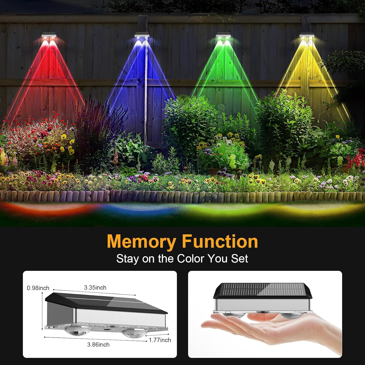 Picture of New Stainless Steel Convex Mirror Hill Wall Lamp Solar Courtyard Fence Railing Fence Atmosphere Lamp High Brightness Wall Washer Lamp