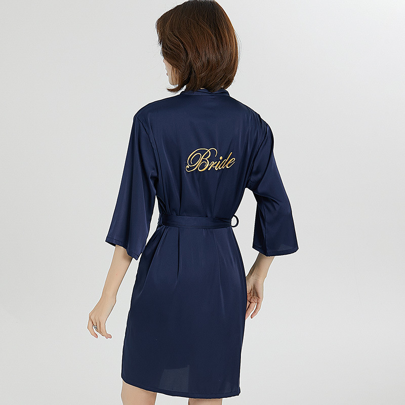 Picture of bride Gown morning Gown Lady nightgown wedding makeup bridesmaid group wedding kimono imitation silk satin bathrobe