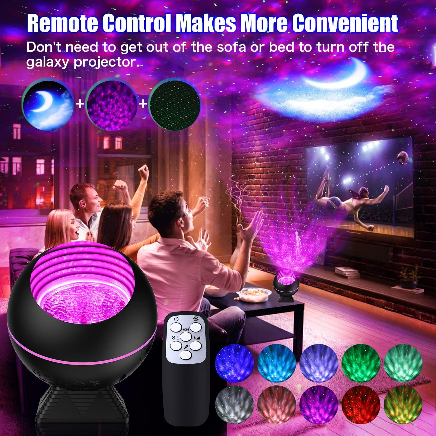 Picture of Bolang LED Starlight Projector USB Night Light Voice Control Laser Laser Light All over the Sky Star Mercury Flame Starry Top
