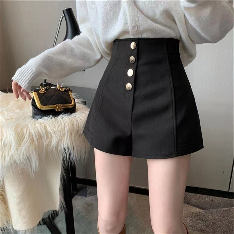 Picture of Women's Summer 20203 New Western-style Slimming Small All-match Casual Hot Pants High Waist Single-breasted Elegant
