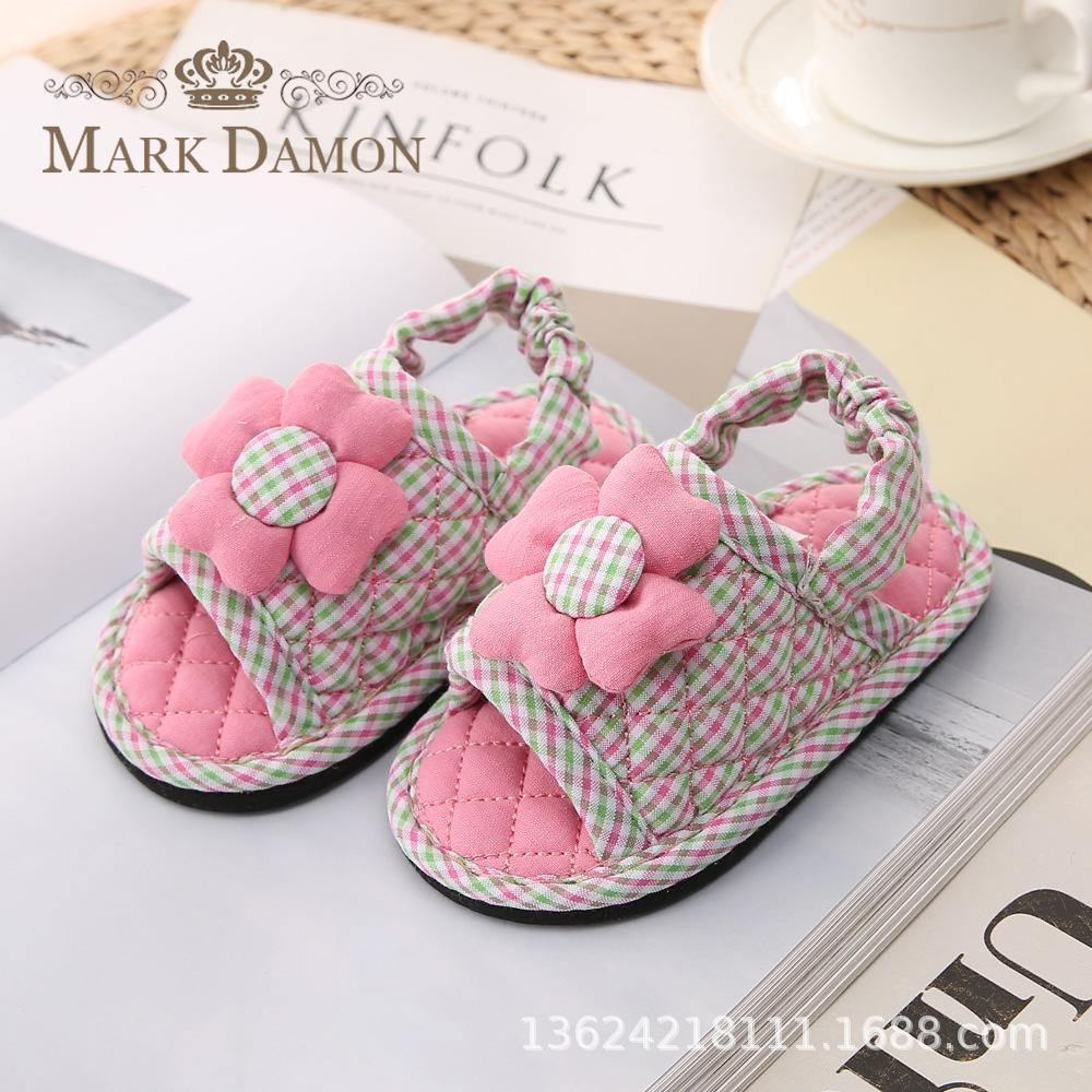 New Pure Cotton Fabric Home 1-2-3 Year Old Baby Toddler Shoes Sunflower Home Indoor Floor Slippers Mute