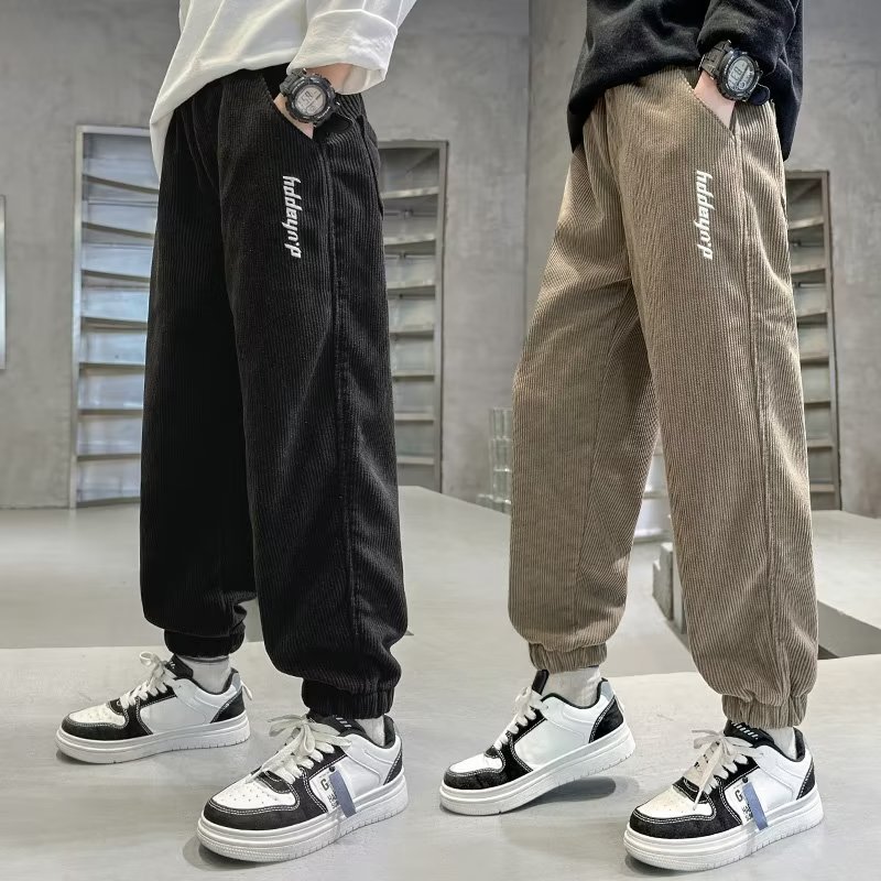Picture of Boys' Pants Spring and Autumn 2023 New Children's Sports Trousers Big Boys One-piece Velvet fleece-lined Casual