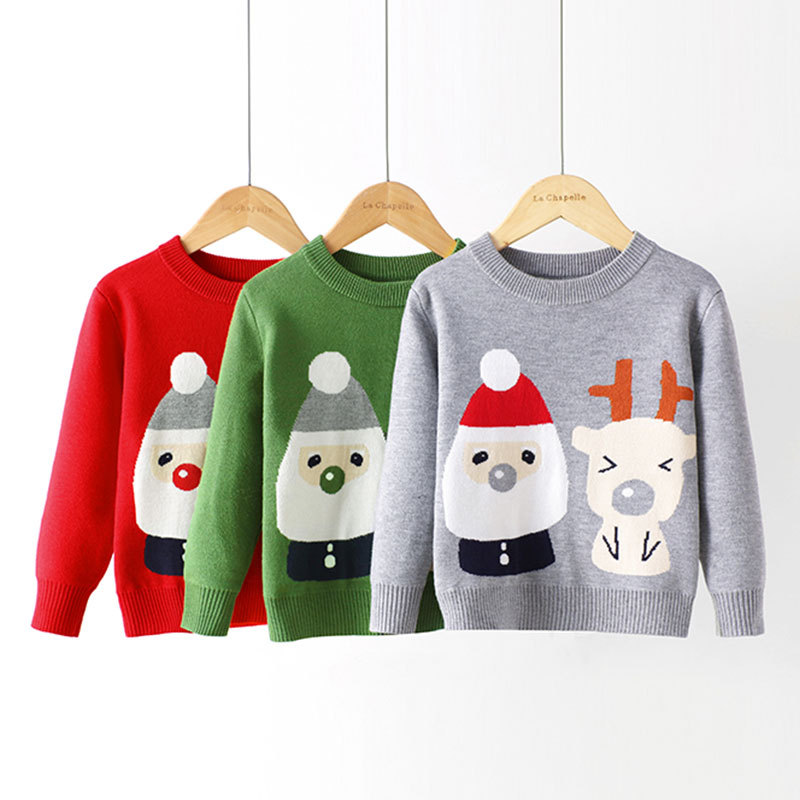 Picture of Factory wholesale boys' cartoon bottoming pullover girls' round neck Christmas sweater children's Korean-style European and American children's clothing