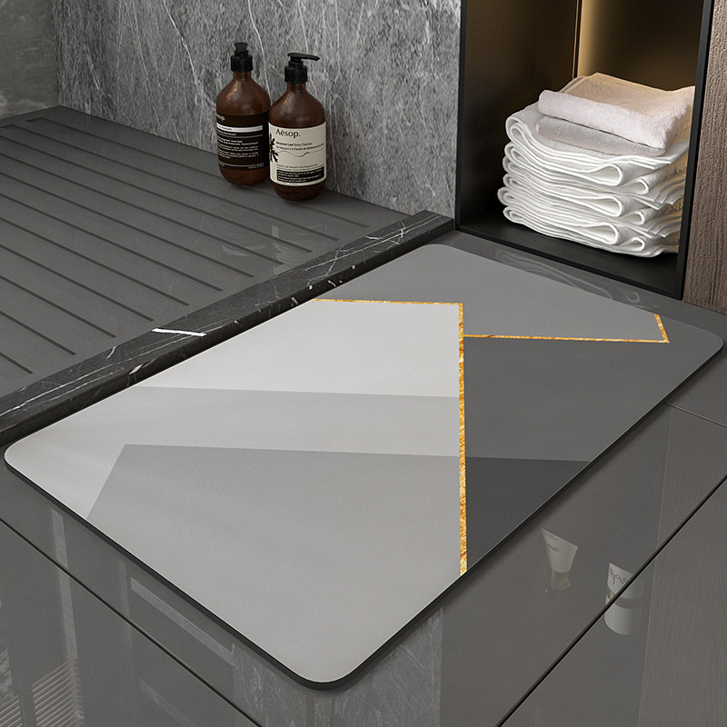 Picture of Bathroom non-slip floor mat bathroom toilet bathroom quick-drying floor mat absorbent mat diatomite minimalist bathroom door mat