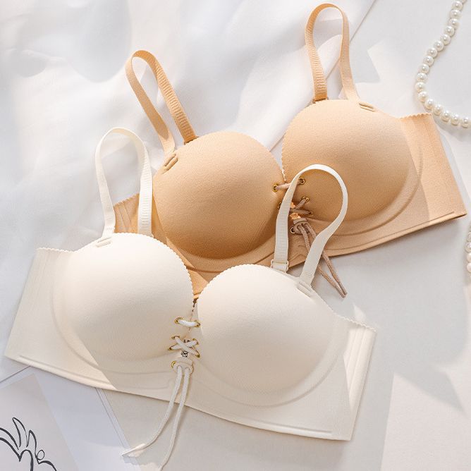 Sexy strap pull B underwear aa cup small chest gathered thickened not empty cup without steel ring flat chest upper support bra without trace