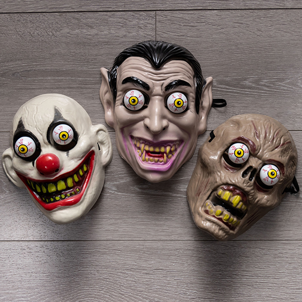 Horror Zombie Vampire Clown Skeleton Mask Cosplay Plastic Movable Eyes Clown Mask