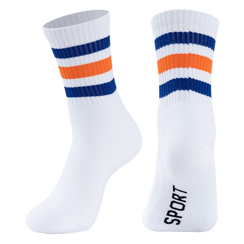 Socks men's autumn and winter socks striped ins trendy badminton sports socks three bars basketball socks college style