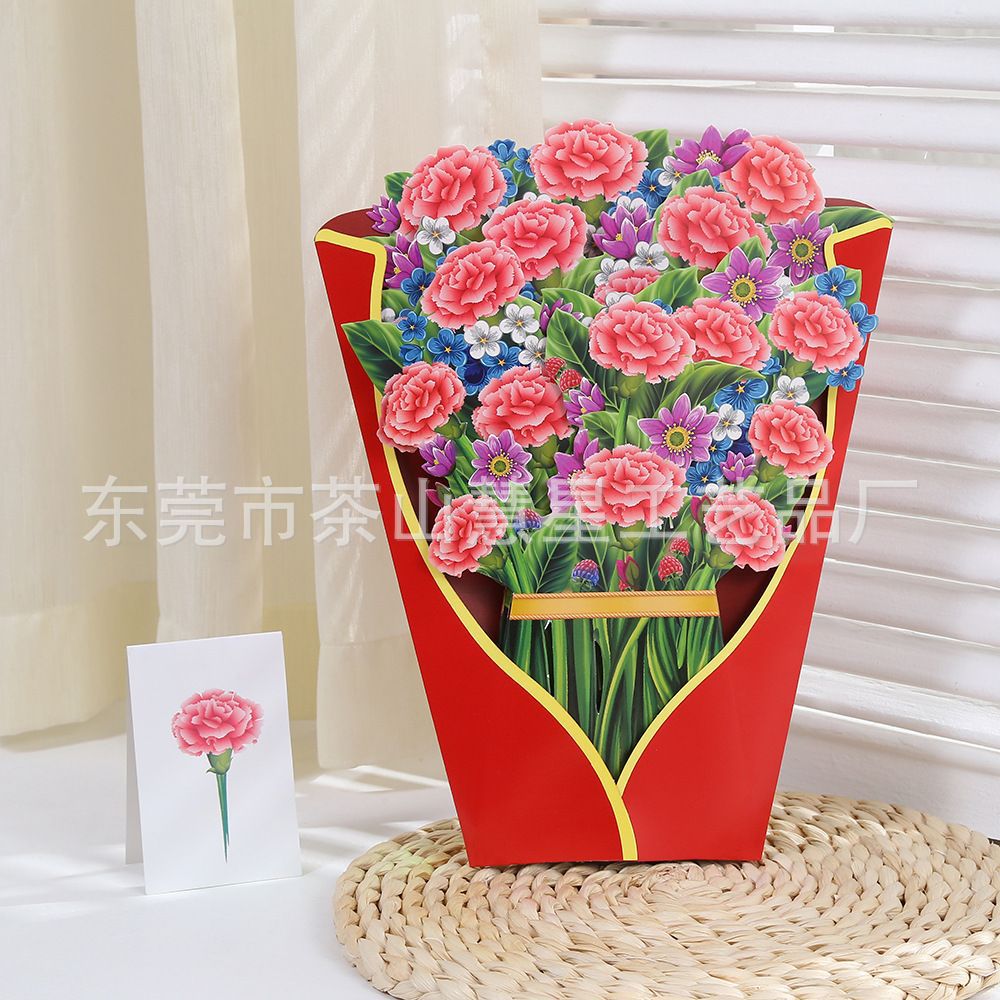 Picture of 3D Greeting Card Valentine's Day Mother's Day Paper Hand-Held Flowers Thank You Blessing Gift Manufacturer Wholesale Holiday Limited Edition