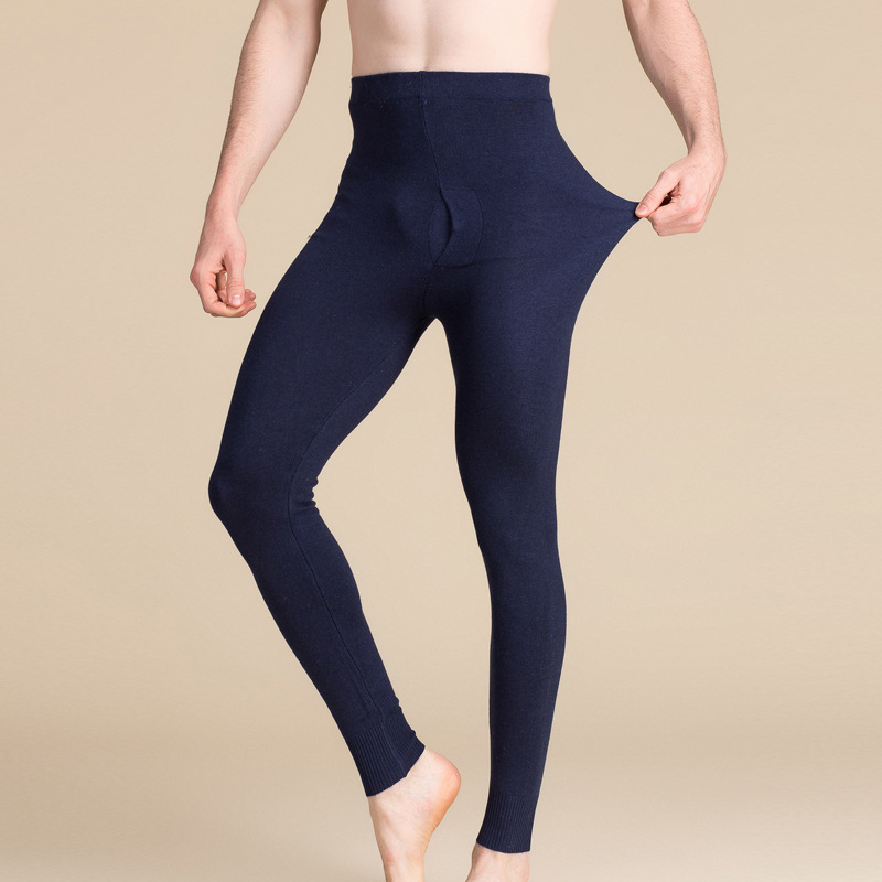 Picture of Huaye Autumn and Winter Men's Silk Cashmere Pants Thickened Warm Slim Mid-Waist Leggings Mulberry Silk Autumn Pants Cotton Wool Pants