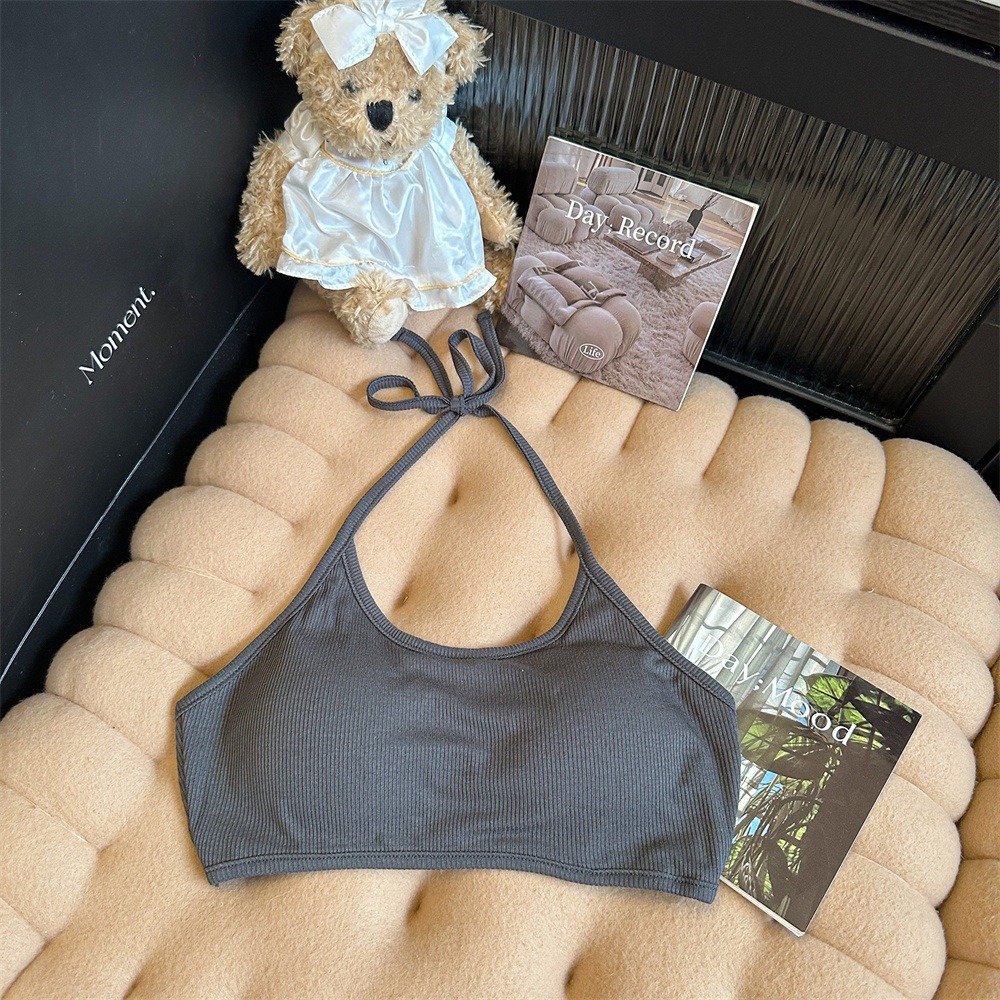 Picture of With Chest Pad Short Hanging Neck Strap Vest Underwear Women's Hot Girl Beautiful Back Wrap Chest Sexy Tube Top with Base