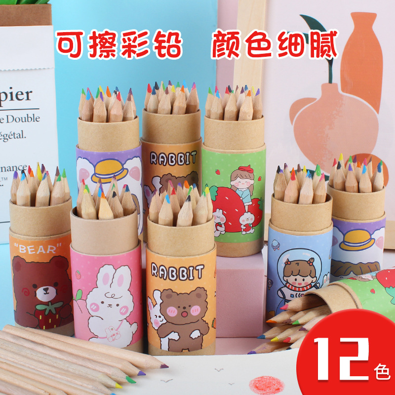 Picture of 12-Color Barreled Colored Lead Kidsren's Painting Graffiti Colored Lead Primary School Students School Supplies Kindergarten Art Training Pencil
