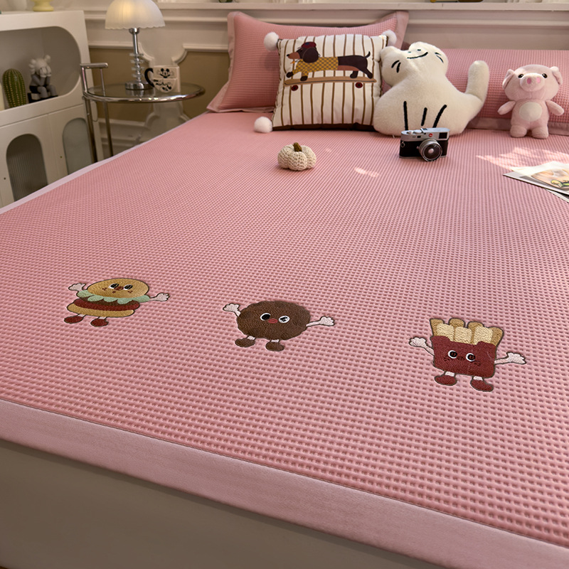 Picture of Category a Maternal and Infant Grade Waffle Ice Bean Mat Three-Piece Set Classy Ice Silk Mat Fitted Sheet Summer Air-Conditioned Soft Mat