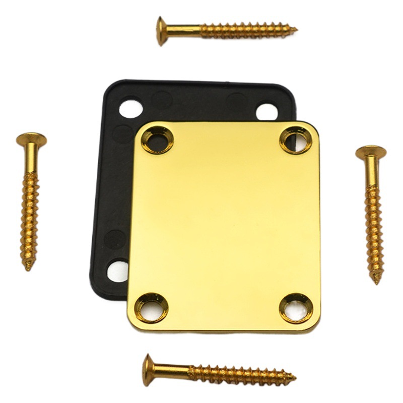 Electric Guitar Reinforcement Plate, Handle Reinforcement Plate, Electric Bass Neck Installation Connection Plate, Metal Reinforcement Guard Plate, Black Chrome
