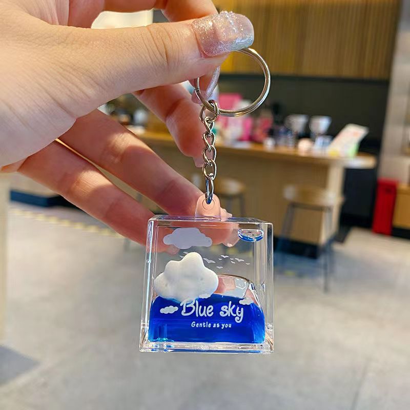 Picture of Sky Clouds Fluid Drift Bottle Creative Clouds Keychain Liquid Decompression Boys Birthday Desktop Decoration Gift