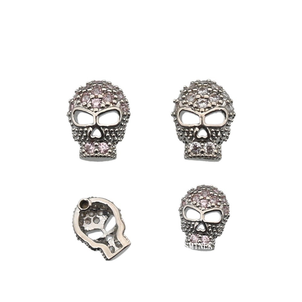 Picture of SMTNEK copper material multicolor zircon inlay retro skull mask lip stud earring piercing jewelry