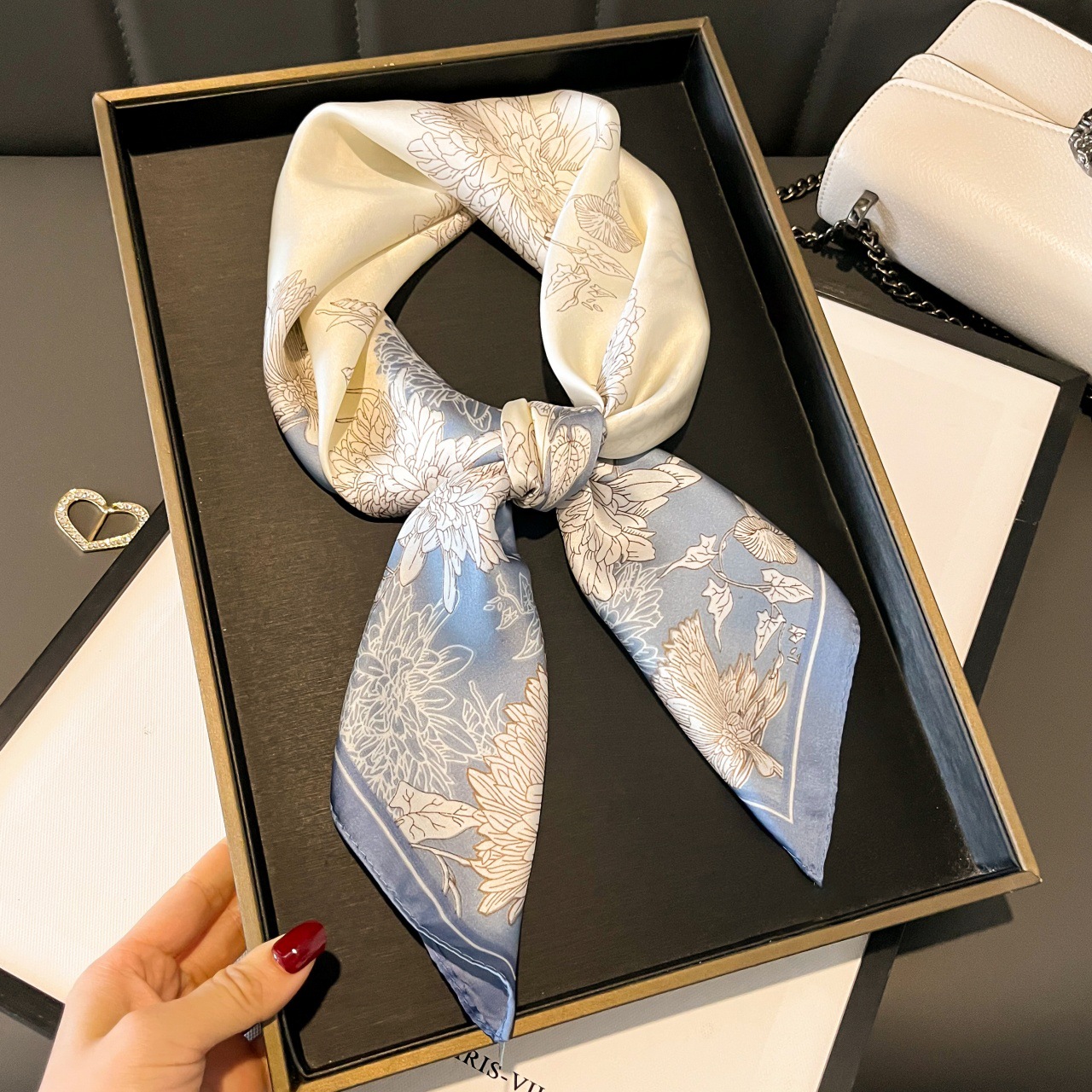 New Style Printed Silk Scarf 70 Imitation Silk High-grade Square Scarf Spring and Summer Thin Scarf All-match Scarf Tie Hair Headscarf for Women