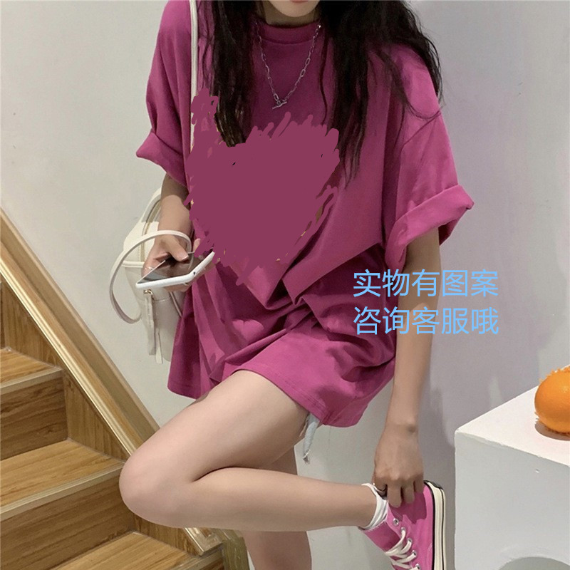 Loose Round Neck Mid-Length Short-Sleeved T-Shirt for Women Summer Fashion Korean Style Cotton Age-Reducing Casual Top Dropshipping
