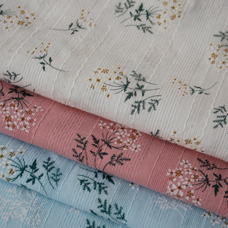 Fabric Japanese Daisy Jacquard Embroider Pure Cotton Fabric Dress Cheongsam Dress Clothing Fabric DIY