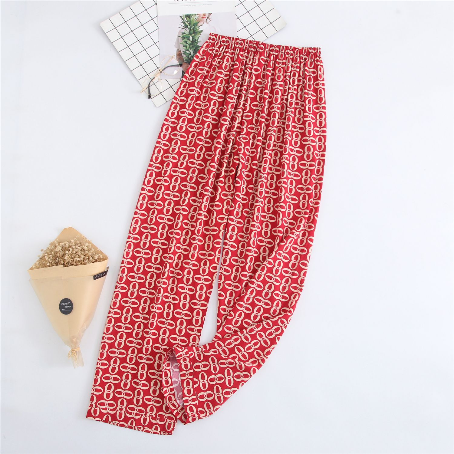 Picture of Pajama Pants Men's Summer Cotton Silk Thin Large Size Middle-Aged and Elderly Home Trousers Artificial Cotton Manufacturer Home Air-Conditioned Pants