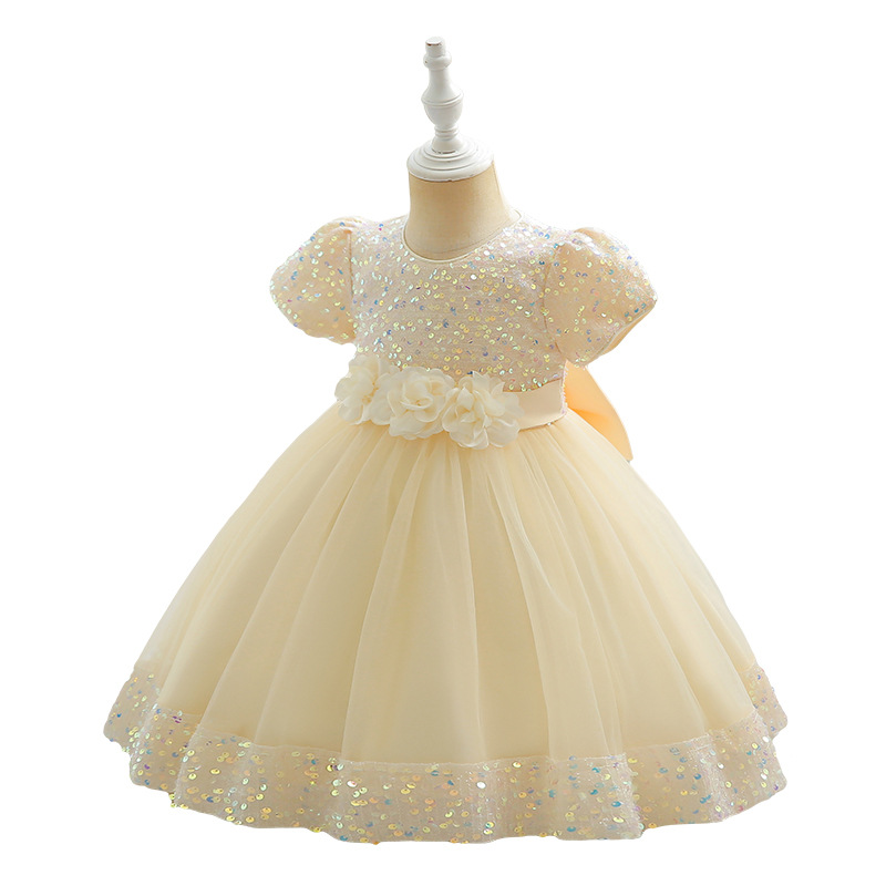 Picture of Amazon children's dress sequins children's dress puffy mesh princess dress baby girl's one-year-old banquet girl dress