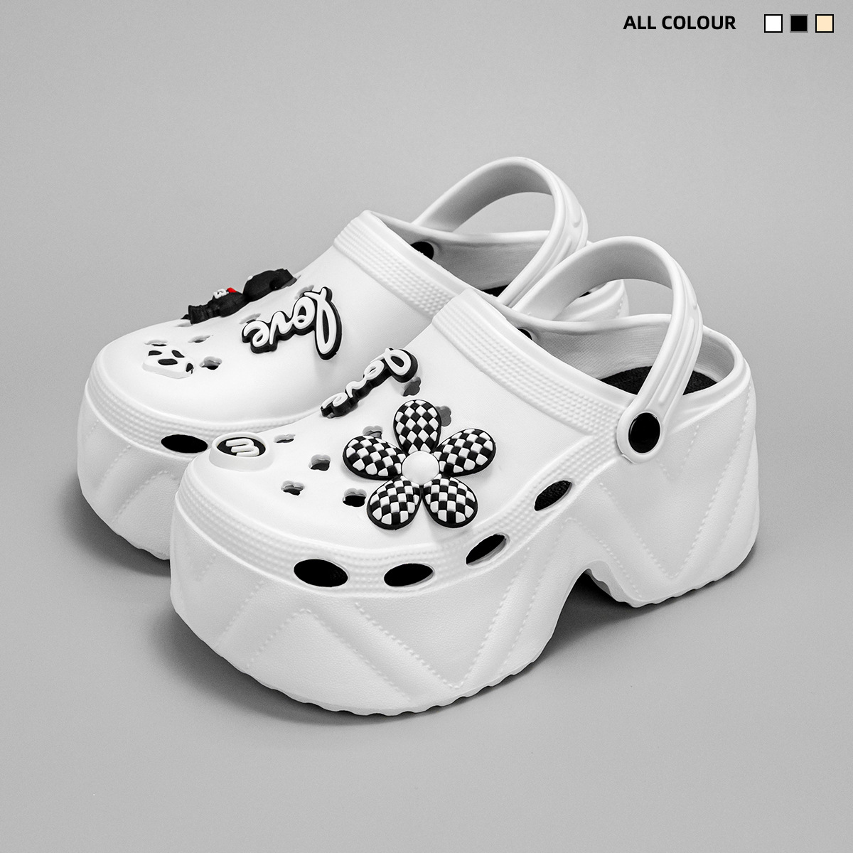 2024 New Style High Heel Shoes for Going Out Garden Shoes for Going Out EVA Beach Shoes for Summer Dual-use Sandals and Slippers with Thick Bottom Hole
