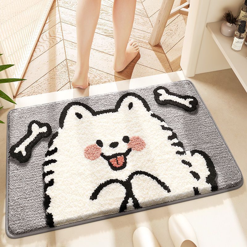 Picture of 2025 New Cartoon Cashmere Floor Mat Bathroom Decorative Blanket Shaped Bedroom Bedside Carpet Entry Door Mat