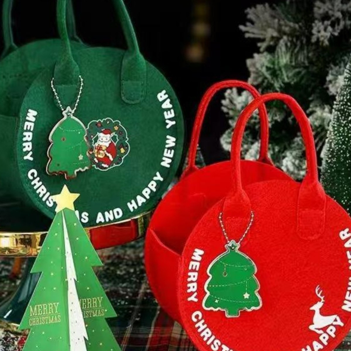 Wholesale Christmas Felt Bag Apple Candy Packaging Box Christmas Felt Gift Bag Creative Felt Bag