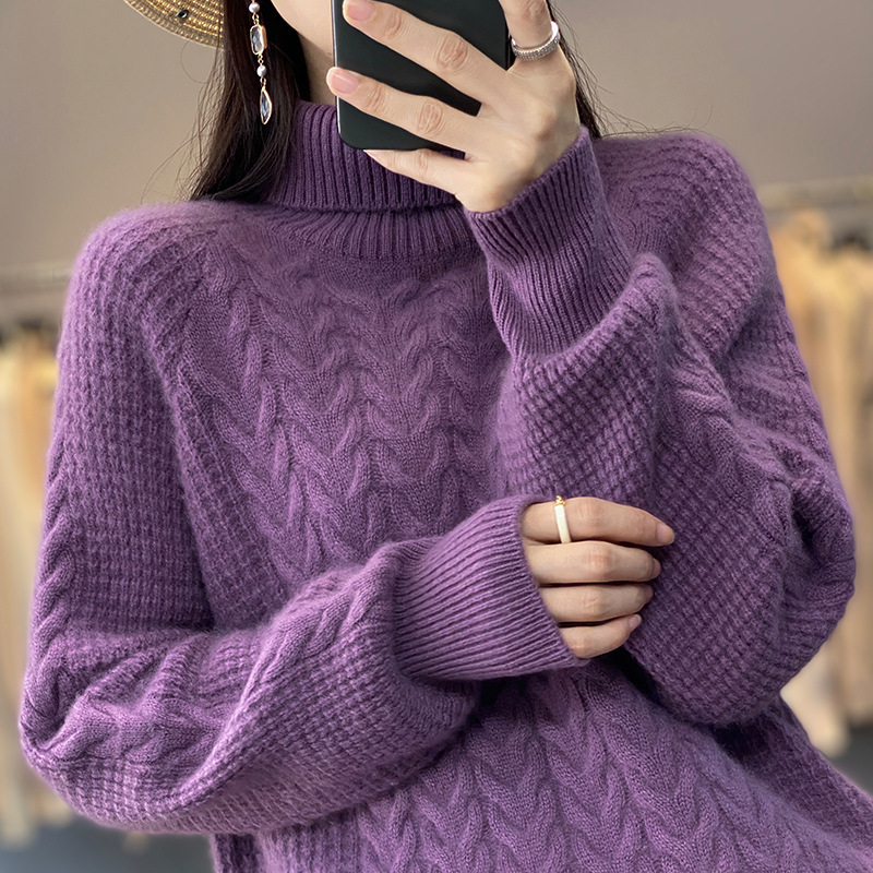 Thickened Twist Turtleneck Knitted Base Shirt with Loose Twist for Autumn and Winter New Thickened Sweater