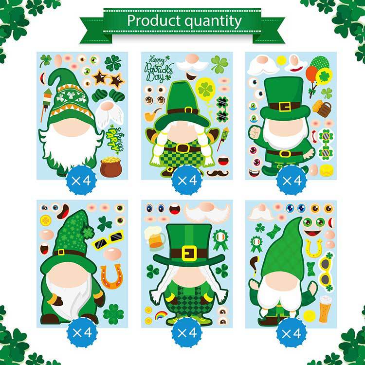 St Patrick's Day DIY Kids Puzzle Stickers Irish Day St Patrick's Day Party Game Stickers