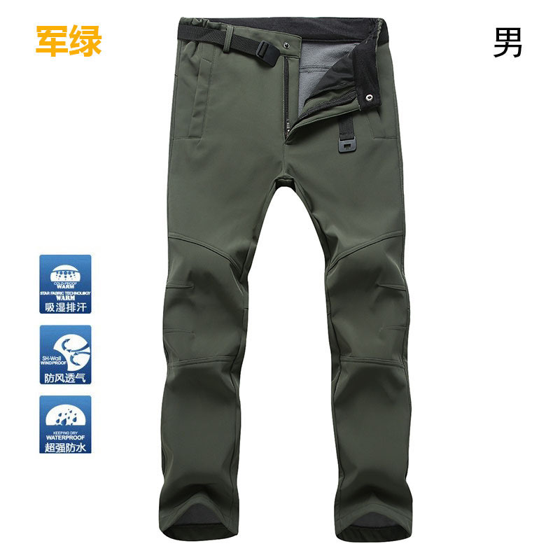 Picture of Outdoor Sports Rush Pants Men's Slim-fit Thickened Autumn and Winter Large Size Windproof Soft Shell Fleece Ski Climbing Pants Women